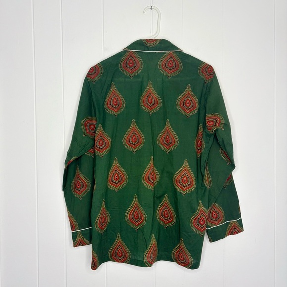 SOS PJ’s Soothe Our Souls 100% Cotton Made in India Diya Print Pj Shirt Green XS - Picture 2 of 6